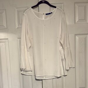 Apt. 9 White Blouse With Pearl Embellishment